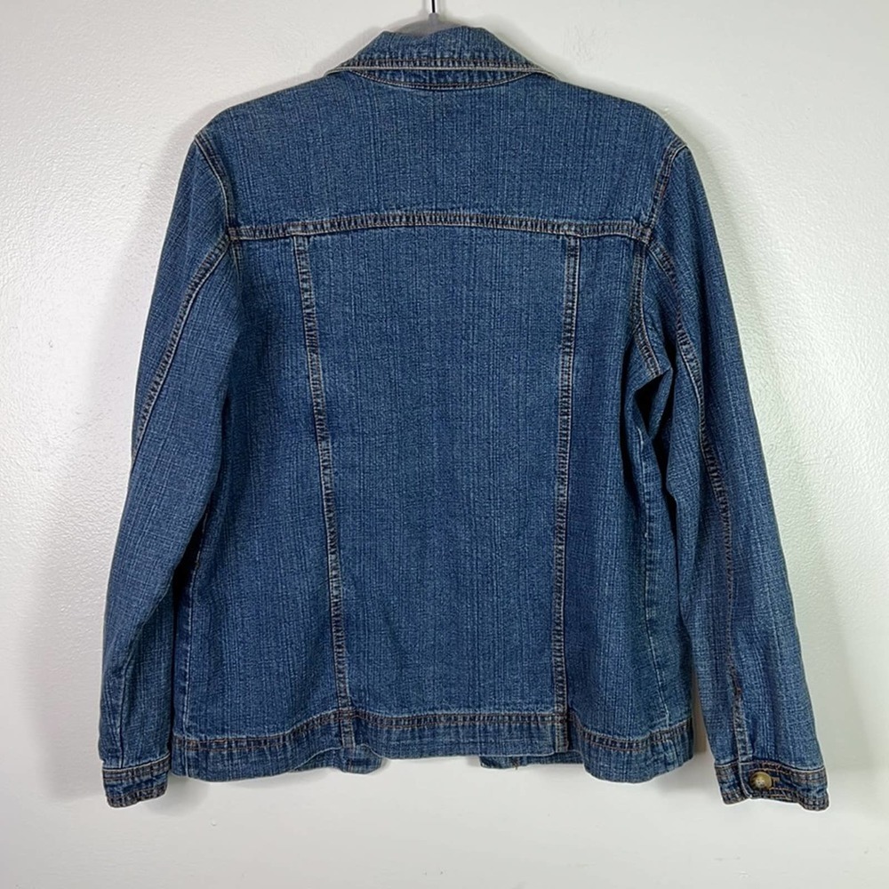 VTG Roughrider Embroidered Bronc Rider Denim Jean Jacket Shacket Shirt Womens L - Picture 7 of 8